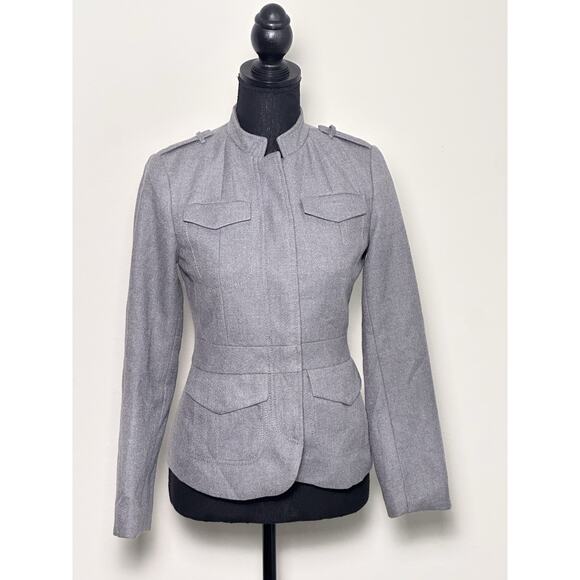 Banana Republic Women’s Military Style Gray Fitted Jacket Size 0P - Picture 2 of 16